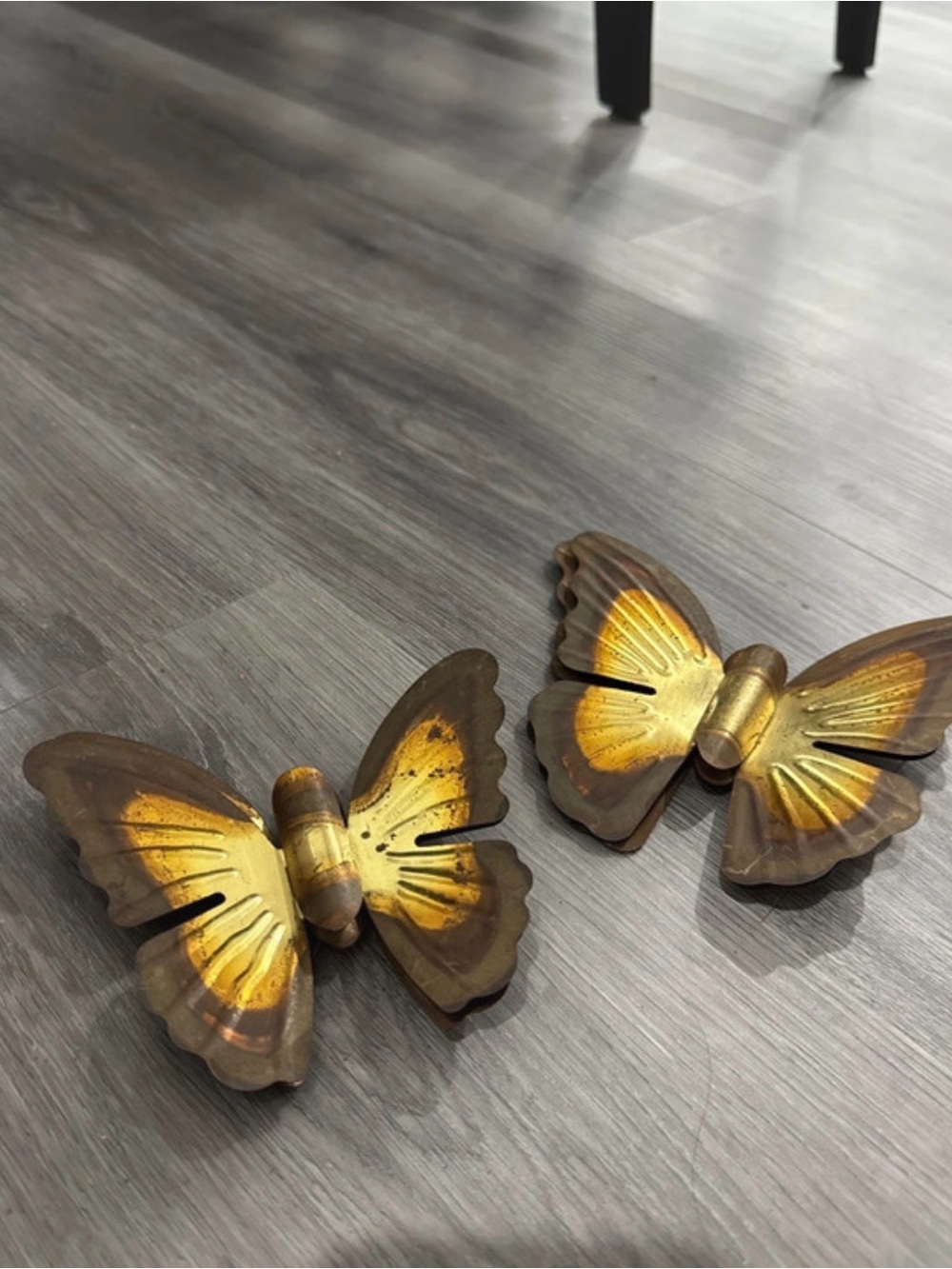 Homco Gold and Brown Butterfly Wall Hooks - Pair